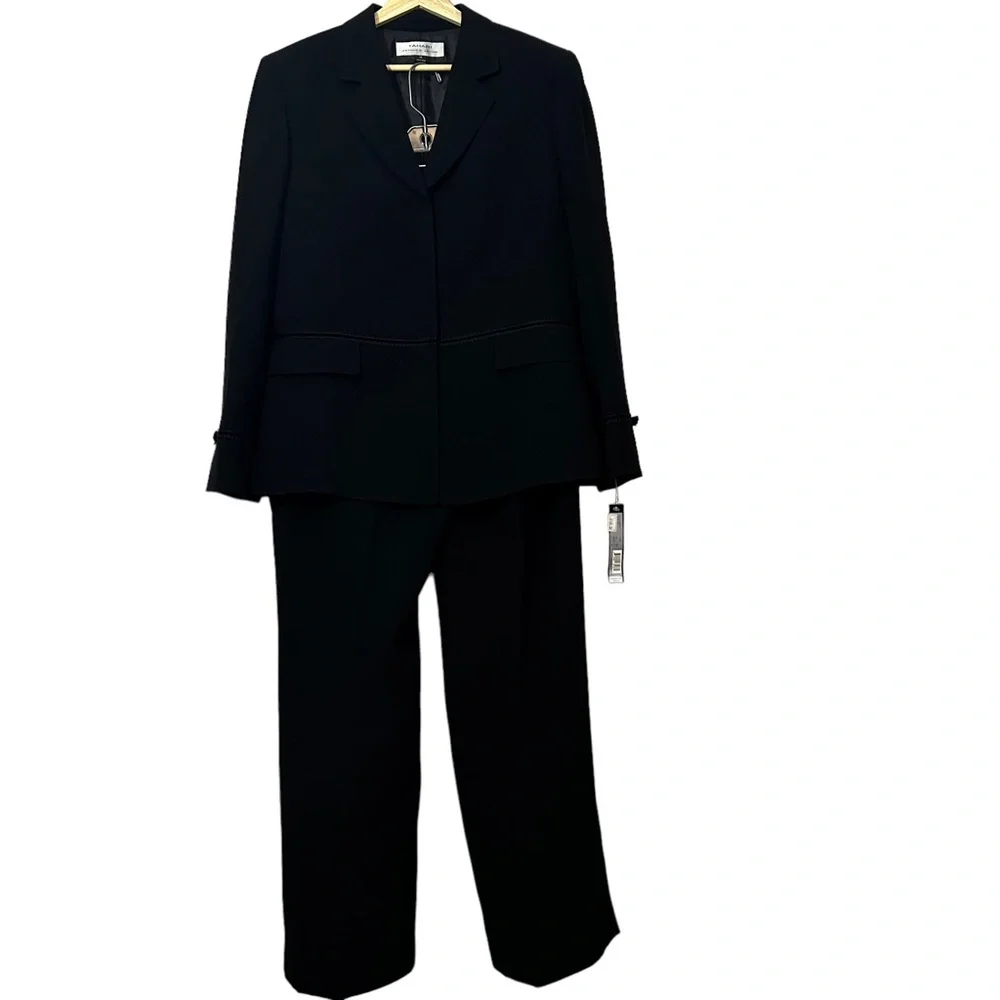 Tahari Two Piece Career Blazer Pants Set Black Size 14
New With Tags NWT $199